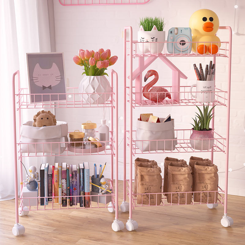 Contemporary Bookshelf Open Back Bookcase for Office with Caster Wheels