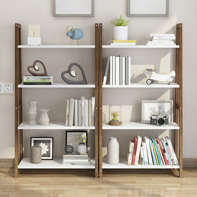 Modern Solid Wood Bookcase Ladder Bookshelf for Any Room, 12" W
