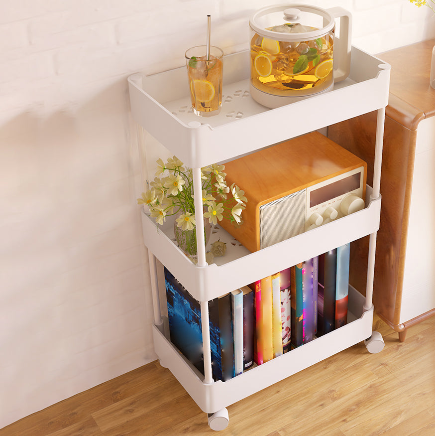 Movable Plastic Bookshelf Nordic Home Open Bookcase with Casters