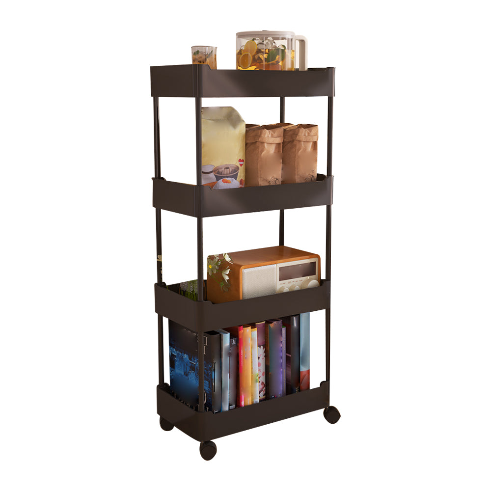 Movable Plastic Bookshelf Nordic Home Open Bookcase with Casters