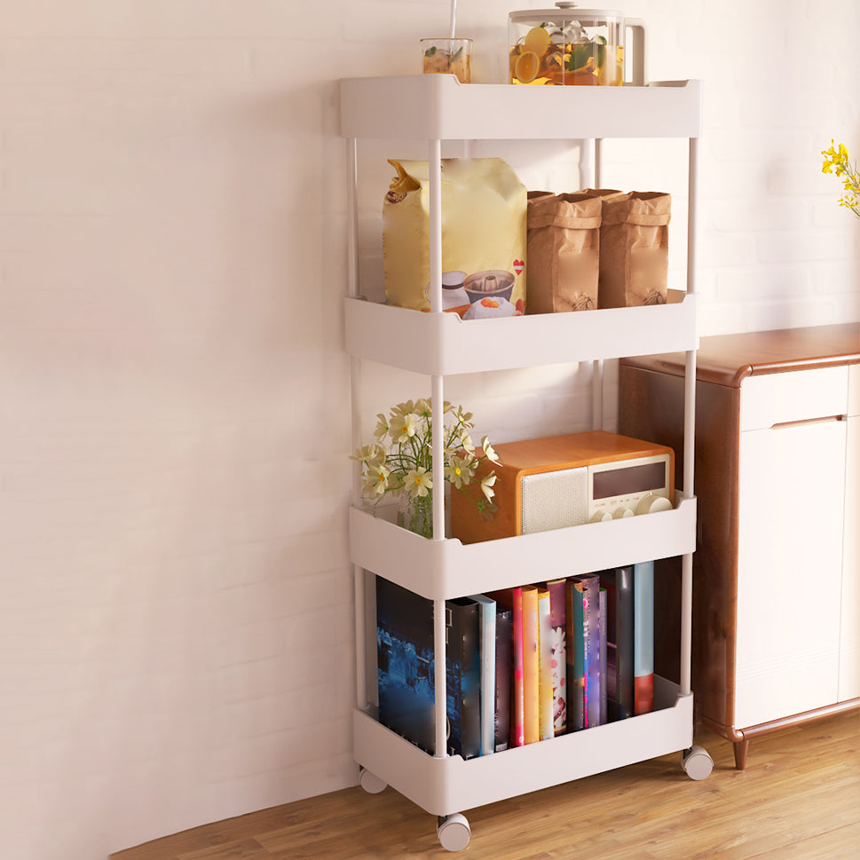 Movable Plastic Bookshelf Nordic Home Open Bookcase with Casters