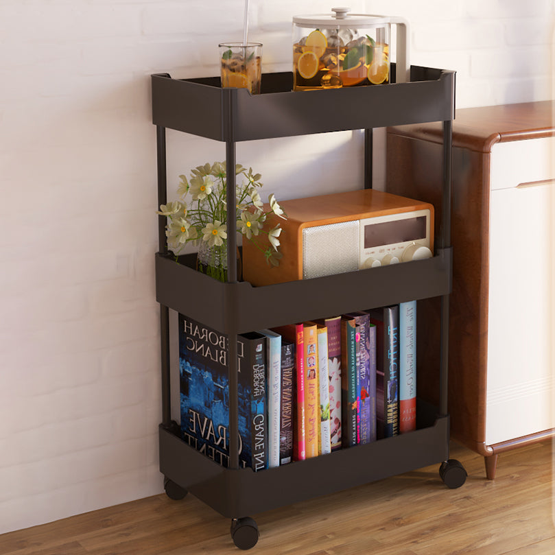 Movable Plastic Bookshelf Nordic Home Open Bookcase with Casters