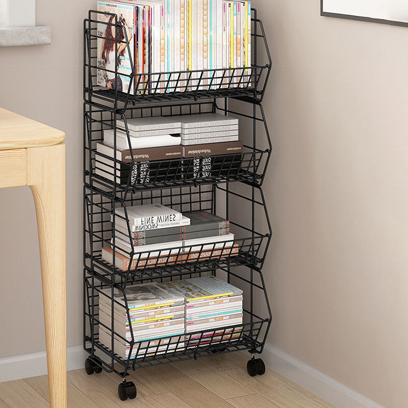 Modern Metal Bookcase, Geometric Bookshelf for Living Room, 17" L X 10.5" W