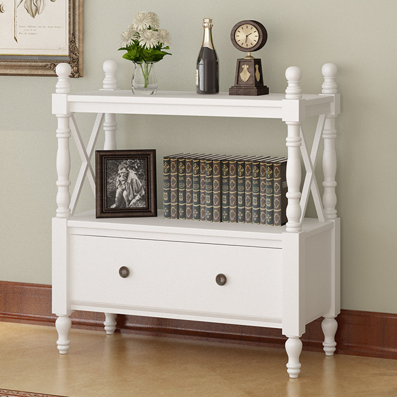 Etagere Open Back Bookshelf Nordic Solid Wood Bookcase with Drawer