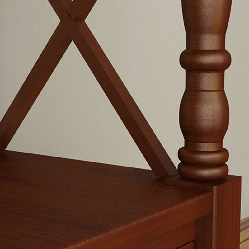 Etagere Open Back Bookshelf Nordic Solid Wood Bookcase with Drawer