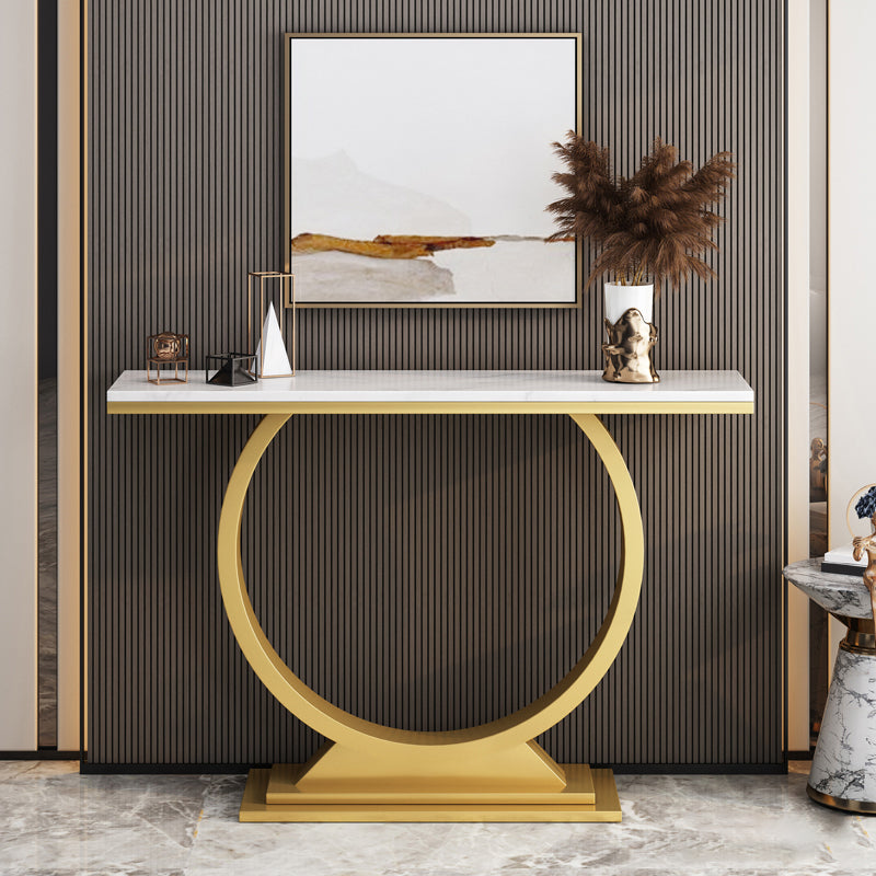 Glam Slate/metal Half Moon/Rectangle Abstract Console Table for Hall