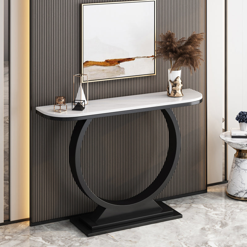 Glam Slate/metal Half Moon/Rectangle Abstract Console Table for Hall