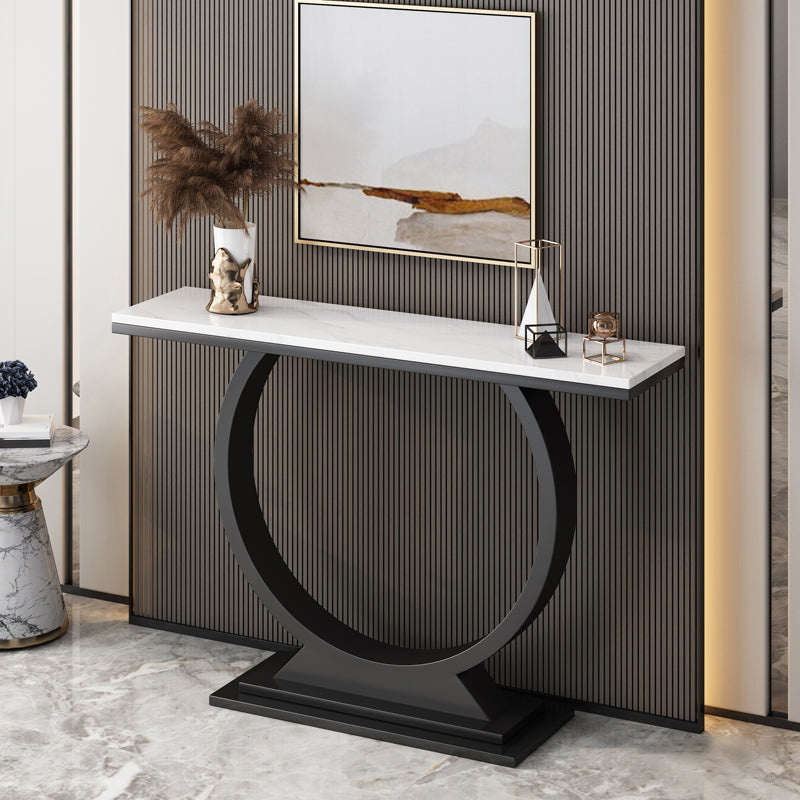 Glam Slate/metal Half Moon/Rectangle Abstract Console Table for Hall