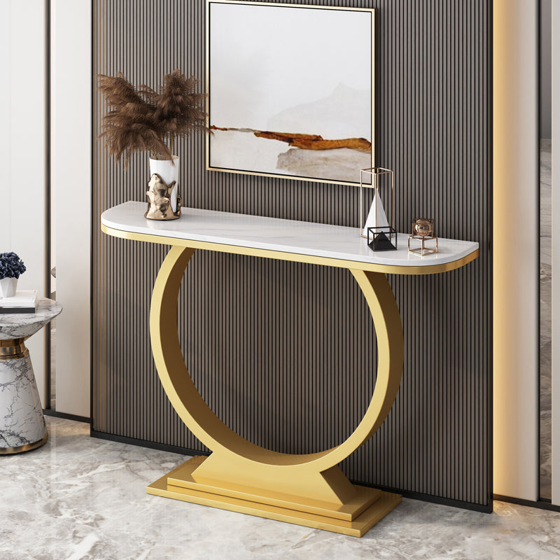 Glam Slate/metal Half Moon/Rectangle Abstract Console Table for Hall