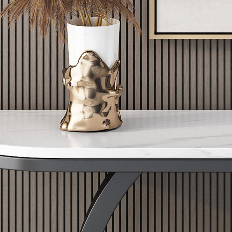 Glam Slate/metal Half Moon/Rectangle Abstract Console Table for Hall