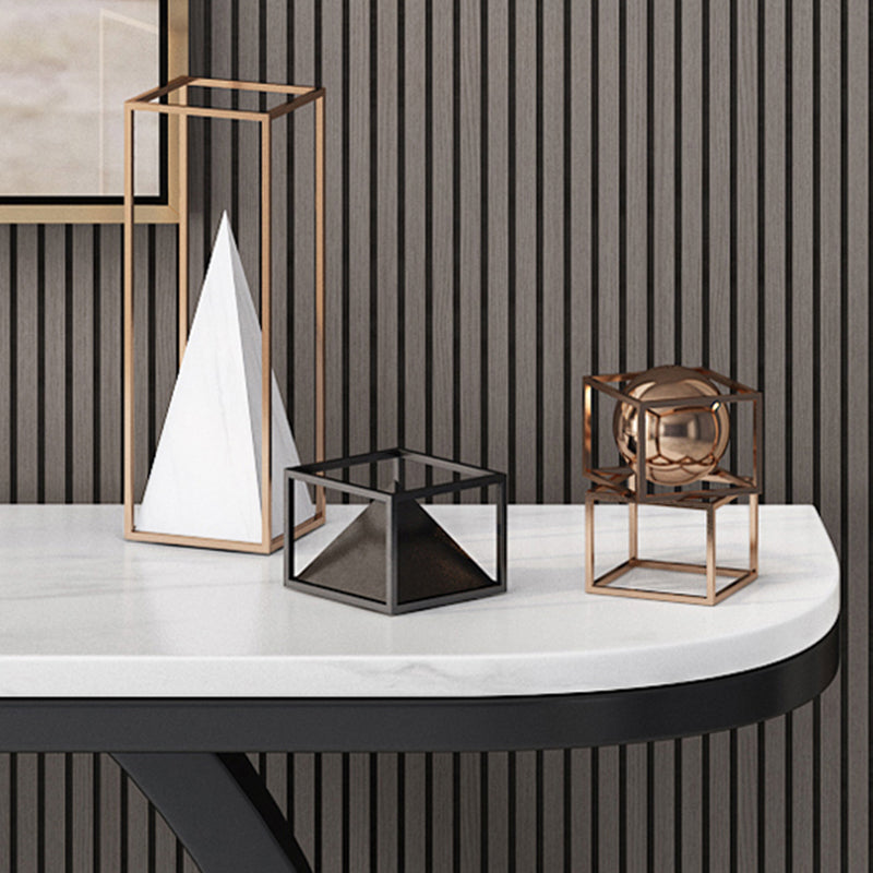 Glam Slate/metal Half Moon/Rectangle Abstract Console Table for Hall