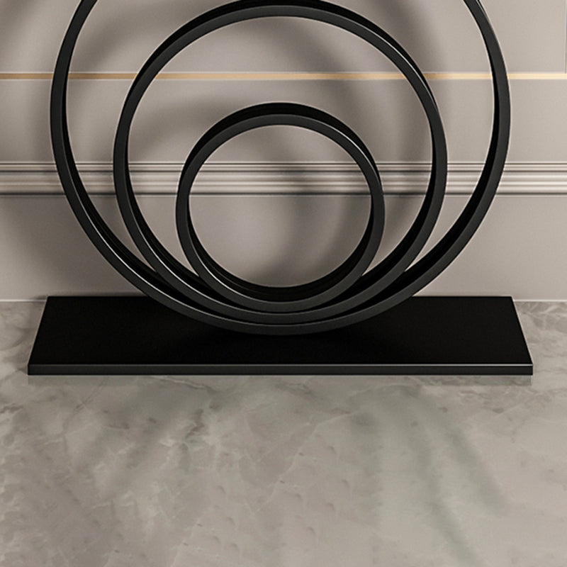 Glam Half Moon Slate and Metal Abstract Console Table for Hall