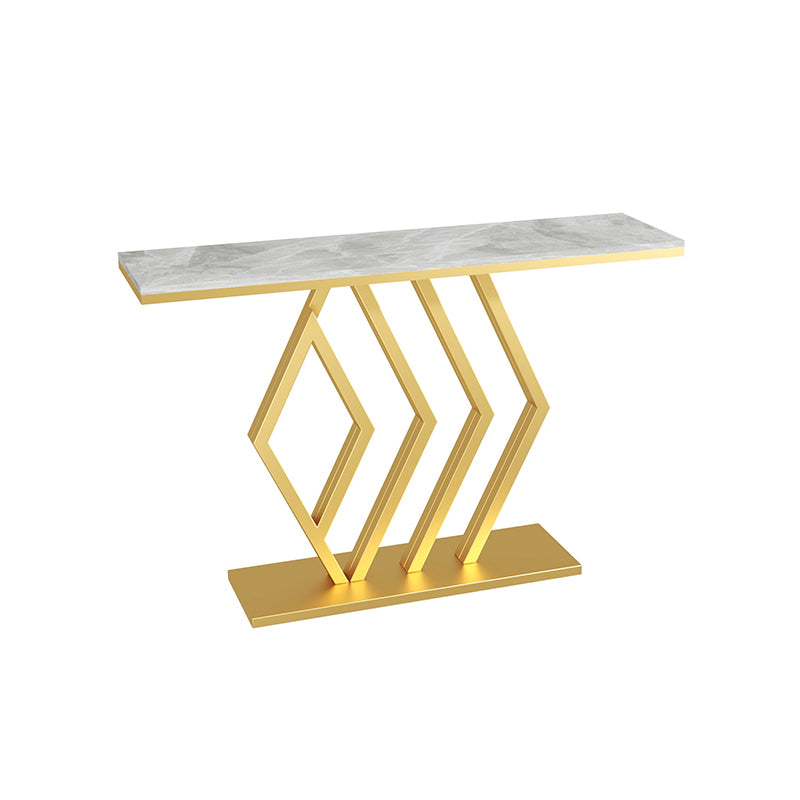 Stain Resistant Glam Slate and Metal Console Table Abstract for Hall