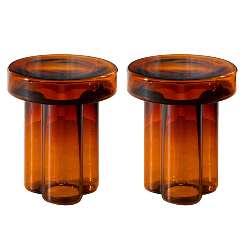 Modern 11.8"/17.7" Tall Round Glass Top Side Table Pedestal End Table