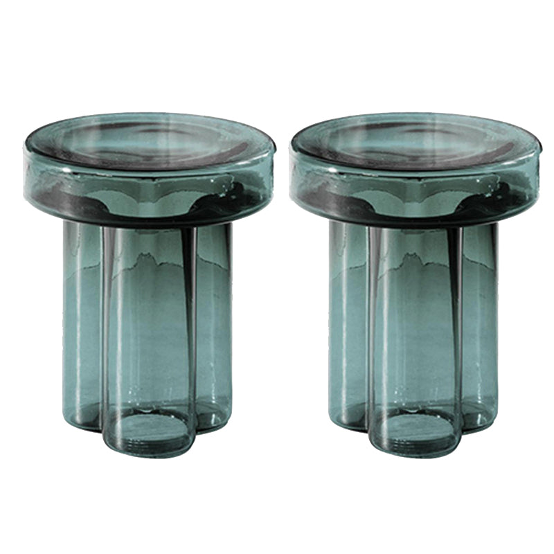 Modern 11.8"/17.7" Tall Round Glass Top Side Table Pedestal End Table