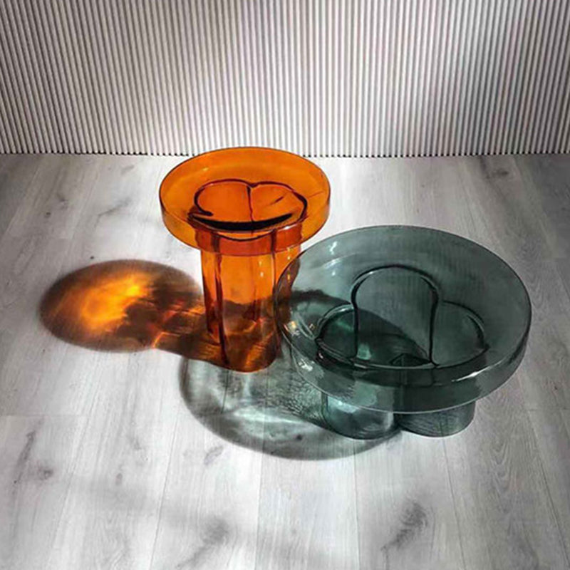 Modern 11.8"/17.7" Tall Round Glass Top Side Table Pedestal End Table