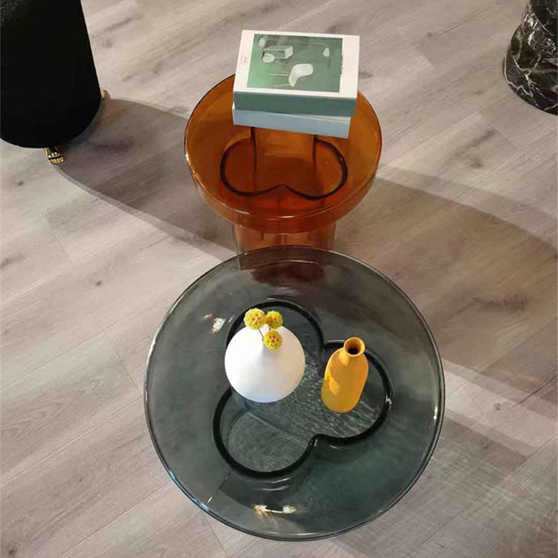 Modern 11.8"/17.7" Tall Round Glass Top Side Table Pedestal End Table