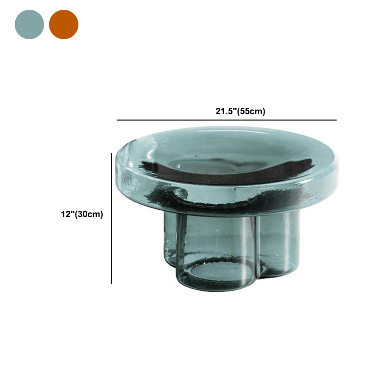 Modern 11.8"/17.7" Tall Round Glass Top Side Table Pedestal End Table