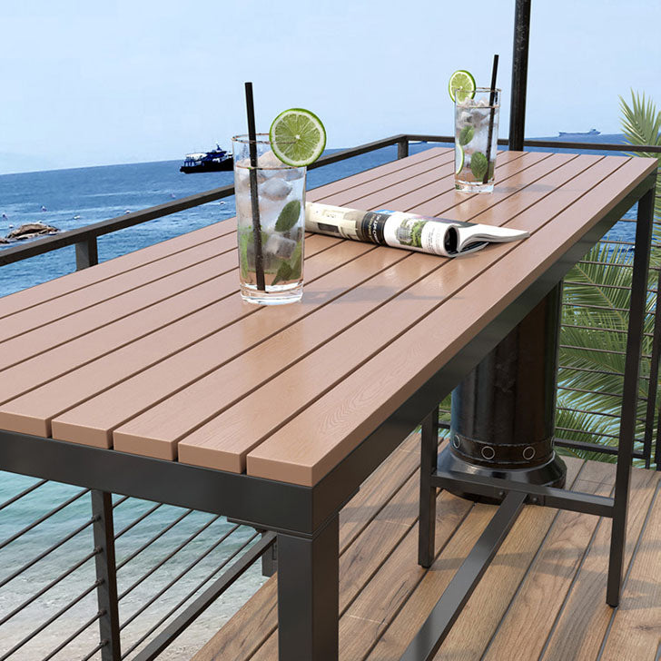 Modern Trestle Bar/Dinette Table Rectangle Outdoor Footrest Bar Height Table