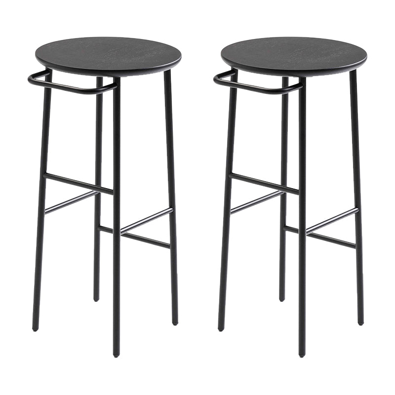 Contemporary Round Bar Stool Wooden Counter Bar Stool with Metal Legs