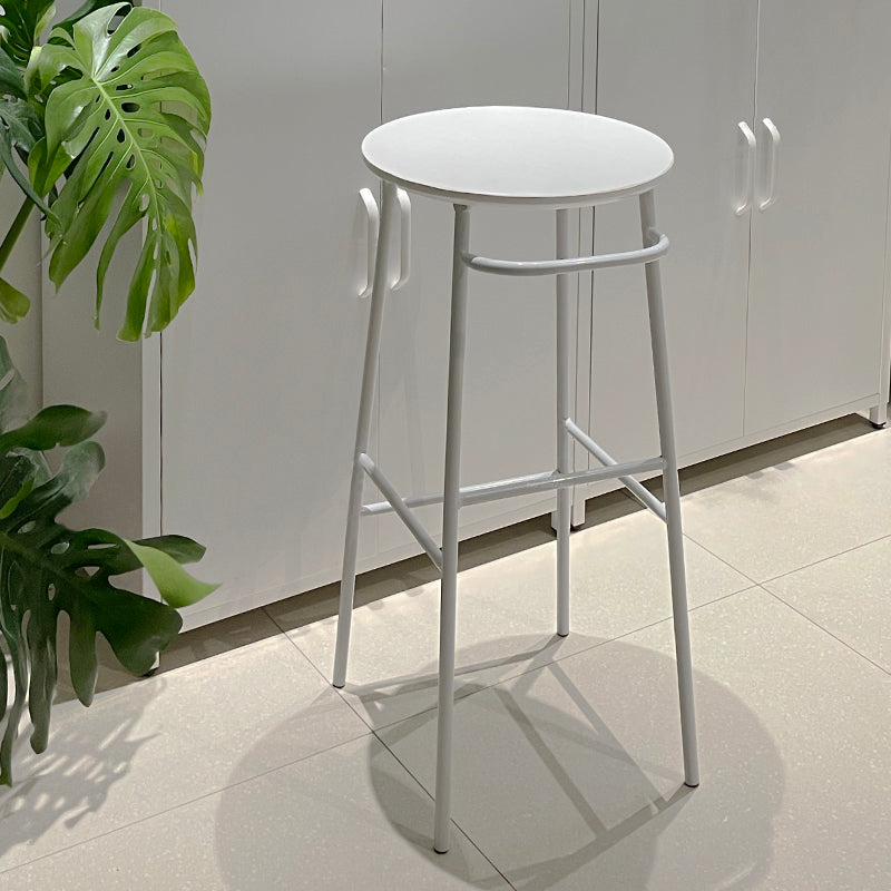 Contemporary Round Bar Stool Wooden Counter Bar Stool with Metal Legs