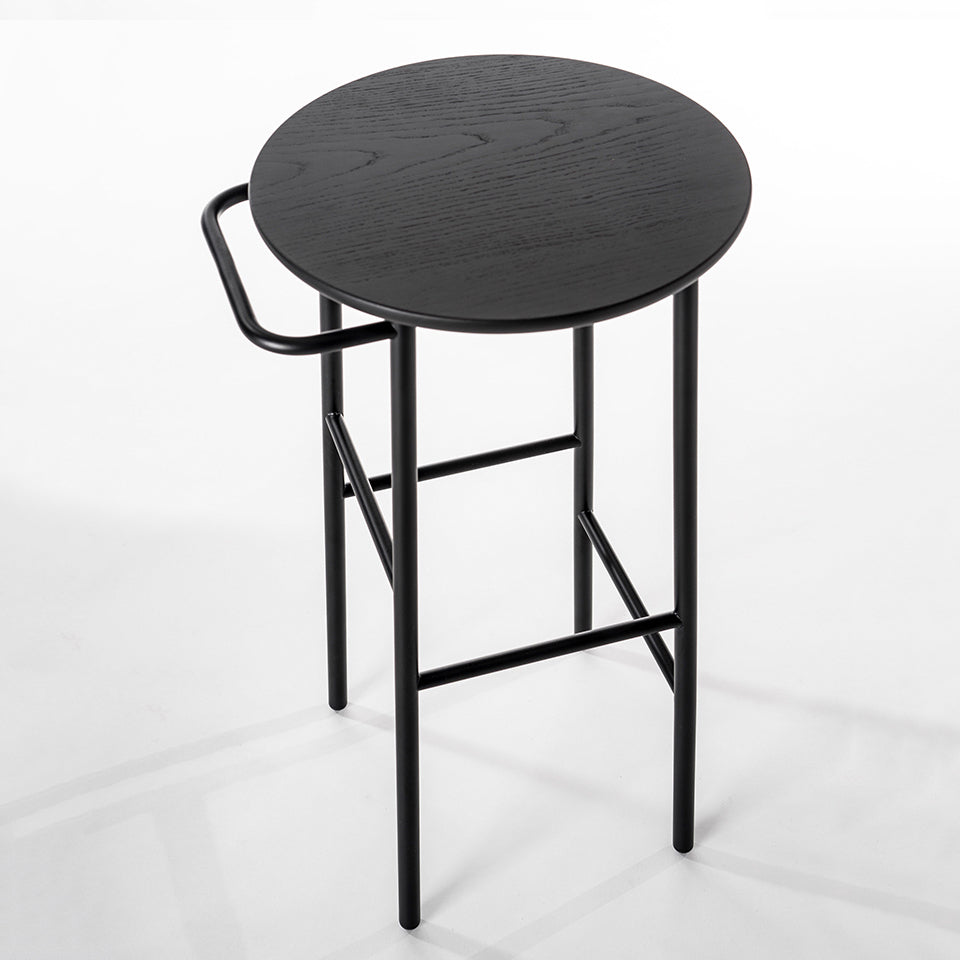 Contemporary Round Bar Stool Wooden Counter Bar Stool with Metal Legs