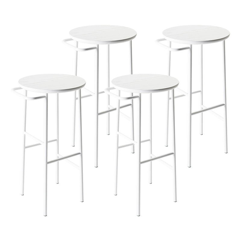 Contemporary Round Bar Stool Wooden Counter Bar Stool with Metal Legs