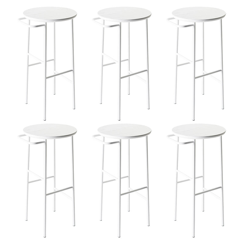 Contemporary Round Bar Stool Wooden Counter Bar Stool with Metal Legs