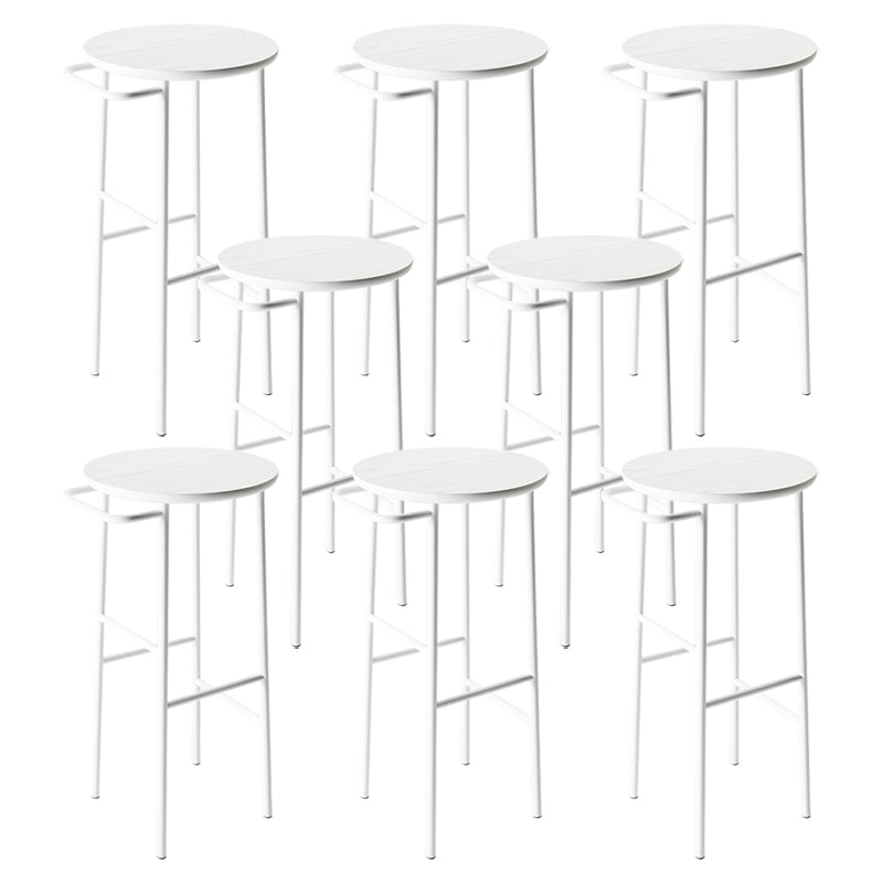 Contemporary Round Bar Stool Wooden Counter Bar Stool with Metal Legs