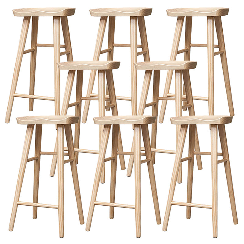 Solid Wood Indoor Counter Chair Saddle Seat Backless Counter Bar Stool