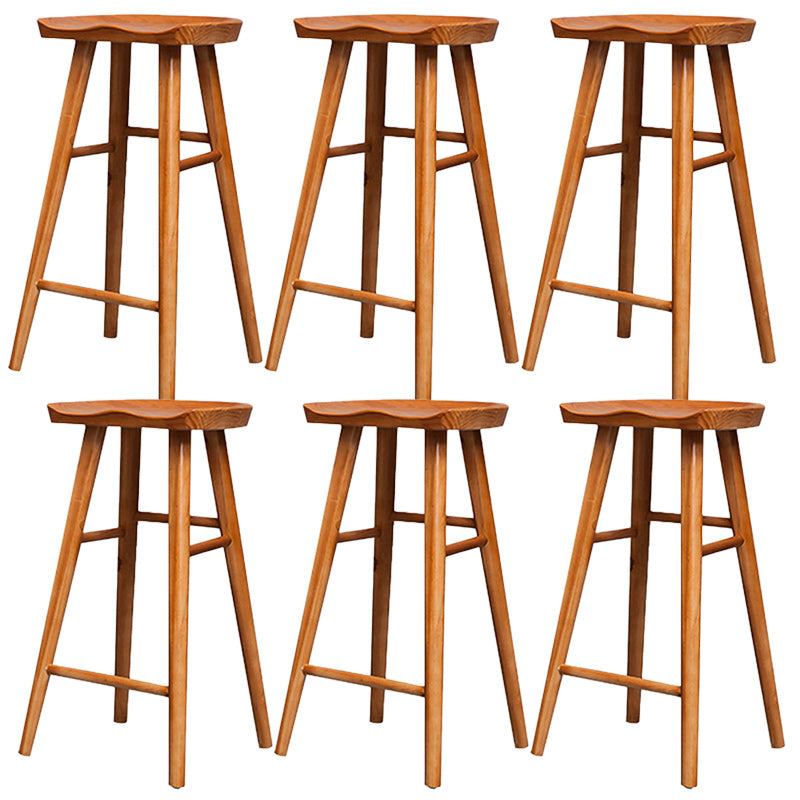 Solid Wood Indoor Counter Chair Saddle Seat Backless Counter Bar Stool