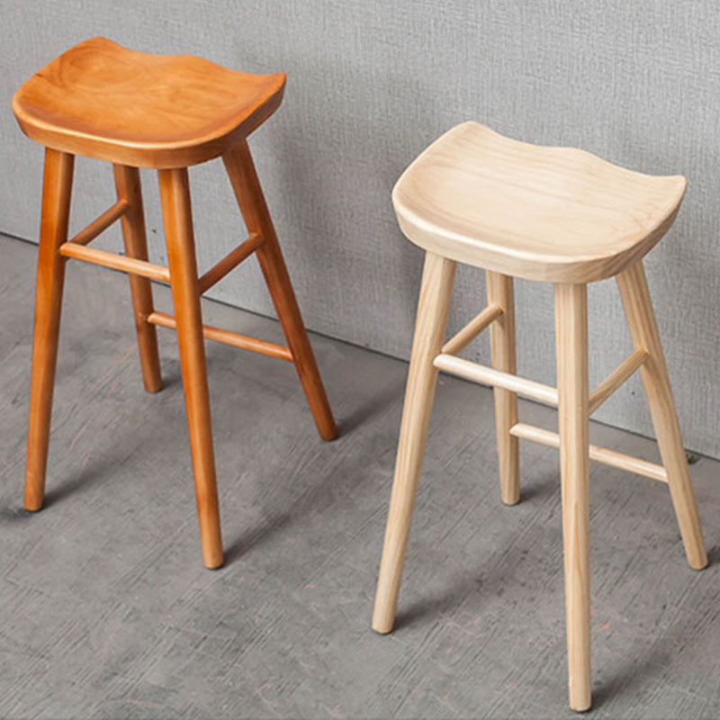 Solid Wood Indoor Counter Chair Saddle Seat Backless Counter Bar Stool