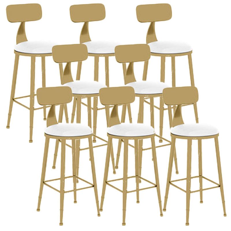 Nordic Glam Bar Stool Round Bar Stool with Metal Legs for Home