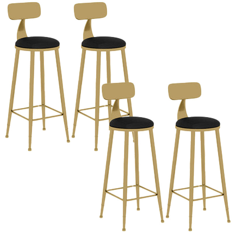 Nordic Glam Bar Stool Round Bar Stool with Metal Legs for Home