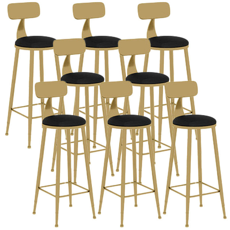 Nordic Glam Bar Stool Round Bar Stool with Metal Legs for Home