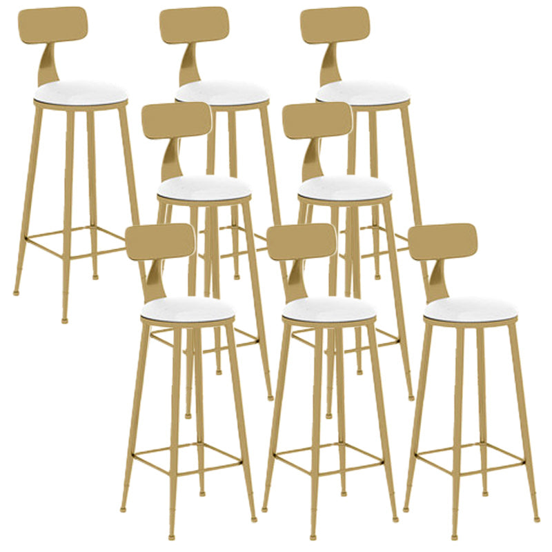 Nordic Glam Bar Stool Round Bar Stool with Metal Legs for Home