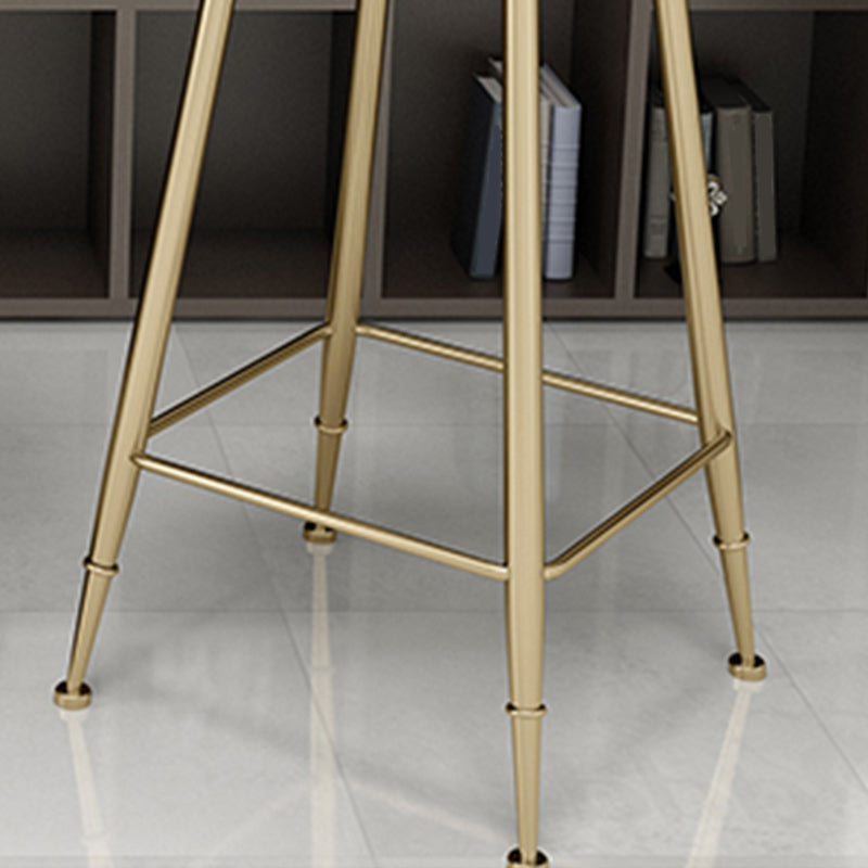 Nordic Glam Bar Stool Round Bar Stool with Metal Legs for Home