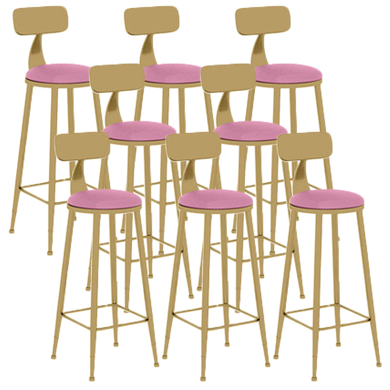Nordic Glam Bar Stool Round Bar Stool with Metal Legs for Home