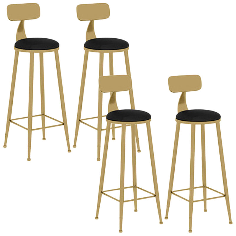 Nordic Glam Bar Stool Round Bar Stool with Metal Legs for Home