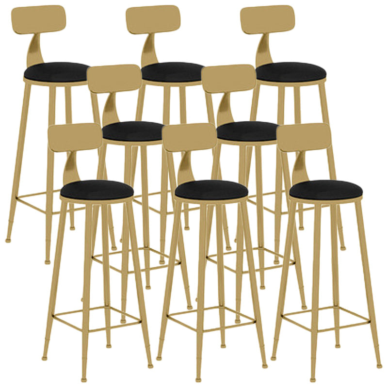 Nordic Glam Bar Stool Round Bar Stool with Metal Legs for Home