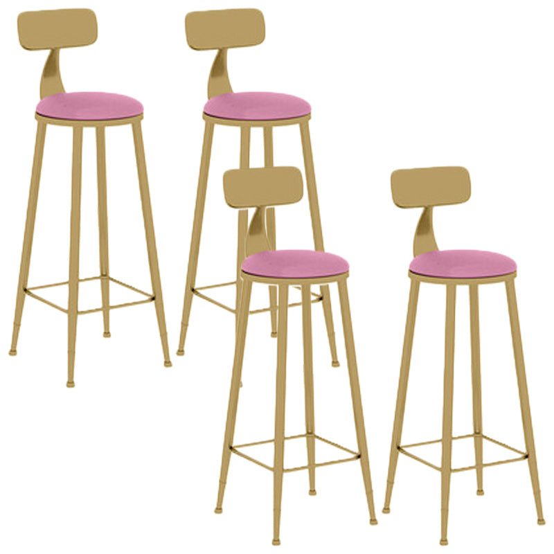 Nordic Glam Bar Stool Round Bar Stool with Metal Legs for Home