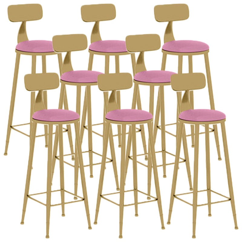 Nordic Glam Bar Stool Round Bar Stool with Metal Legs for Home