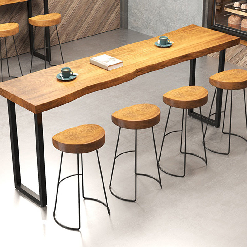 Industrial Style Bar Stool Wood Counter Bar Stool with Metal Legs for Home