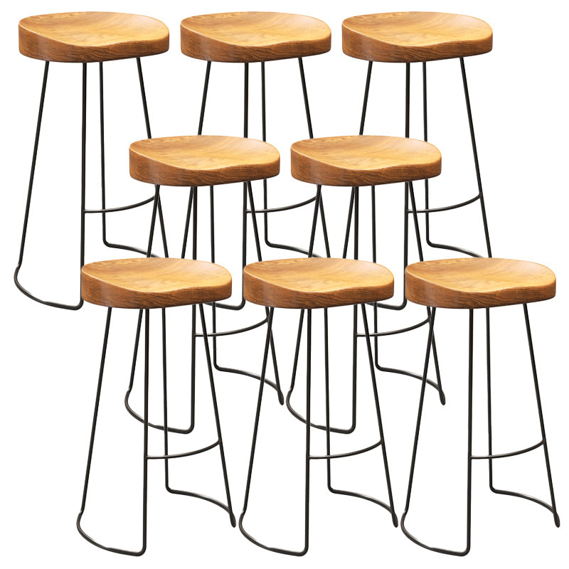 Industrial Style Bar Stool Wood Counter Bar Stool with Metal Legs for Home
