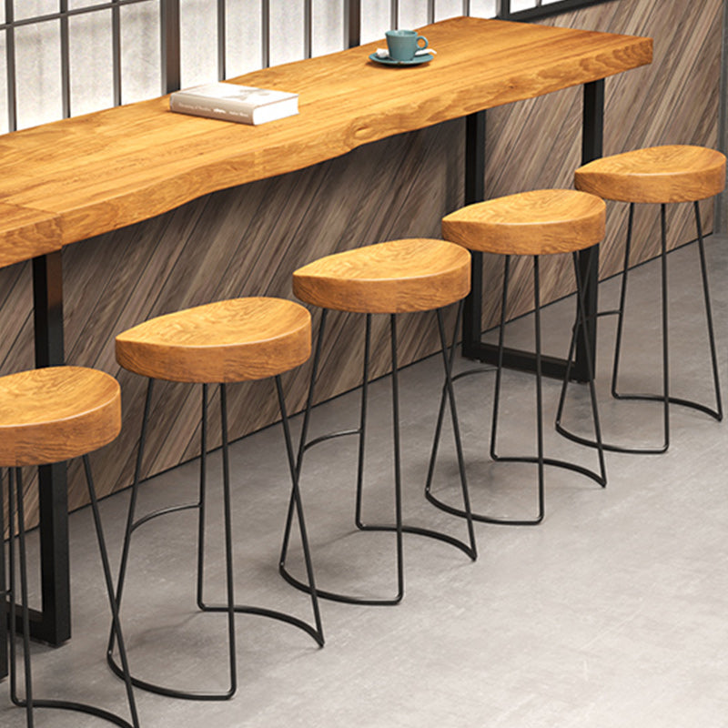 Industrial Style Bar Stool Wood Counter Bar Stool with Metal Legs for Home