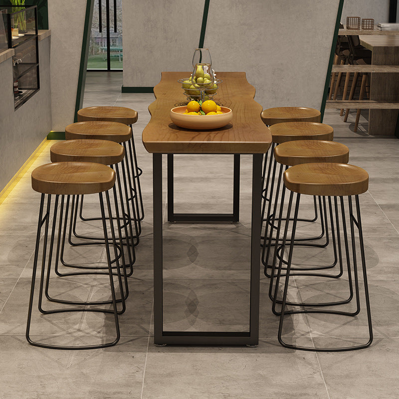 Luxury Rectangle Solid Wood Bar Table Set 1/9 Pieces Counter Table with Backless Stools