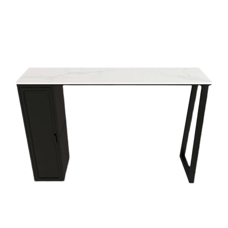 Modern 1/3 Pieces Bar Table Set Rectangle Stone Counter Table with Backless Stools