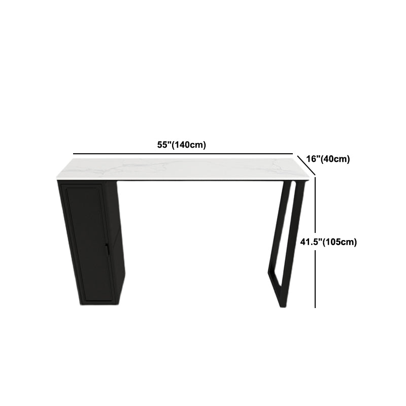 Modern 1/3 Pieces Bar Table Set Rectangle Stone Counter Table with Backless Stools