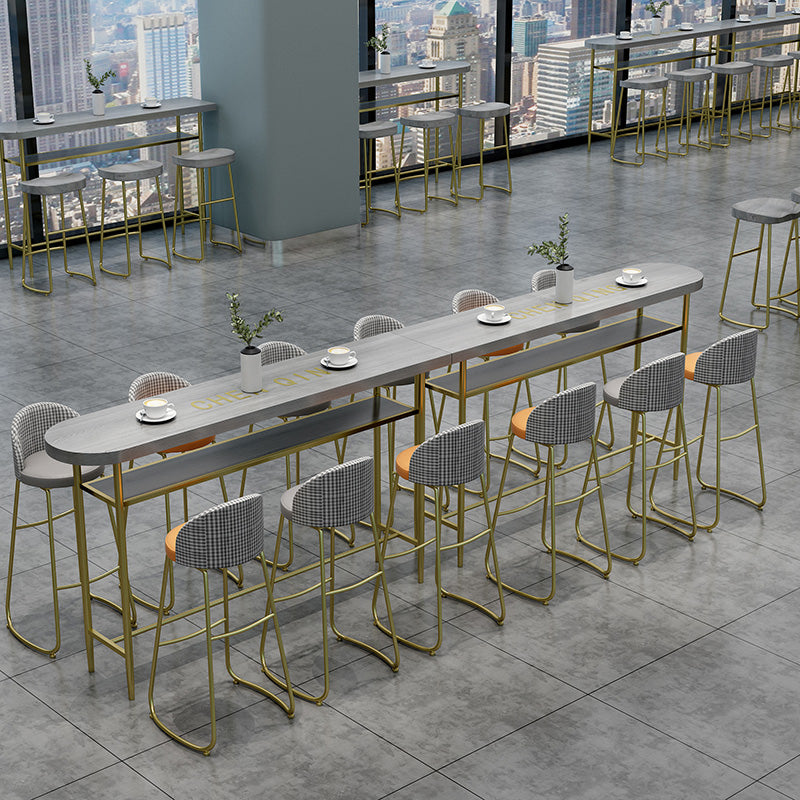 Living Room Oval Counter Height Set 1/2/4/7 Pieces Modern Wood Trestle Counter Set