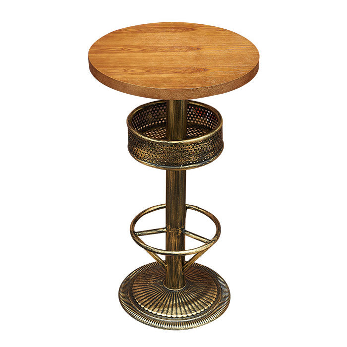 Industrial Solid Wood Bar Table Set 1/3/4/5 Pieces Counter Table with High Stools